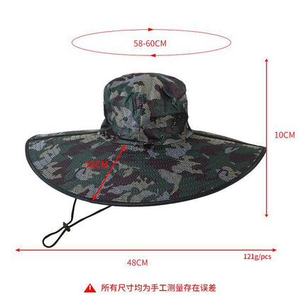 Outdoor Oversized Brim Camouflage Sun Hat for Men Cross-Border Fan Tactical Camouflage Hat Large Brim Sunshade Benni Fisherman Hat