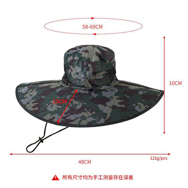 Outdoor Oversized Brim Camouflage Sun Hat for Men Cross-Border Fan Tactical Camouflage Hat Large Brim Sunshade Benni Fisherman Hat