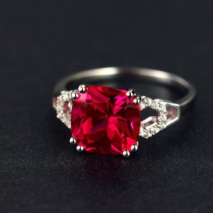 Temperament red and green sapphire ring inlaid with colored ruby emerald ring jewelry wholesale r5005