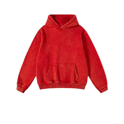 2026 Autumn/Winter Heavyweight Fleece-Lined Thickened European and American Retro Cross-Border Washed Sweatshirt Men's Trendy Sports Hoodie Men's Hooded Sweatshirt