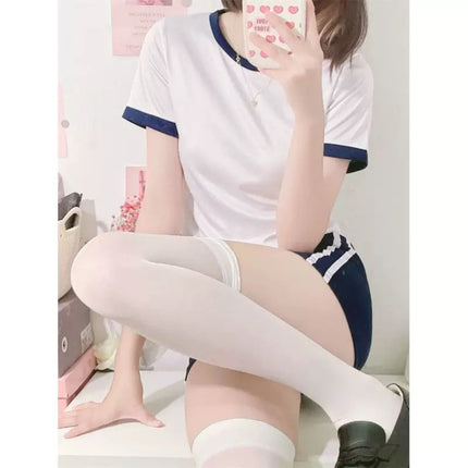 Lemon Temptation Sexy Underwear Milk White with Breast Pad Lining Student Gymnastics Sportswear Casual Home Sports Suit for Women