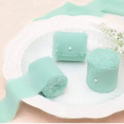 Ins Hand-Torn Raw Edge Ribbon Bouquet Satin Ribbon Ribbon Dried Rose Wedding Flowers Tied Chiffon Lace