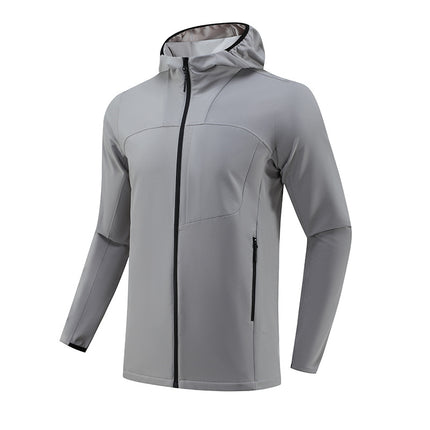 Dijia Outdoor Sports Jacket Men's Quick-drying Breathable Running Zipper Hooded Casual Wear Long-sleeved Jacket Windbreaker Cross-border