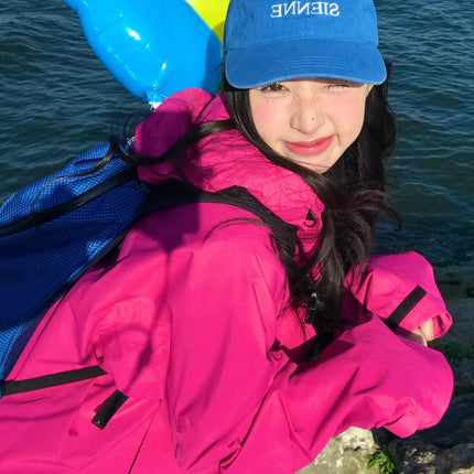 Luotuo Same Style Rose Red Jacket for Women 2025 New Outdoor Windproof Three-In-One Super Nice Little Jacket