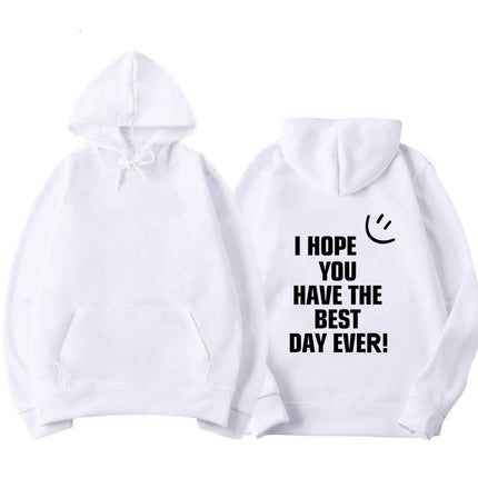 Hooded Pullover Sweatshirt for Women American Style 2022 Spring New Loose Smiley Face Print Letter Print Sweatshirt for Women