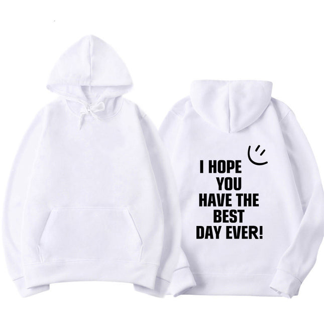 Hooded Pullover Sweatshirt for Women American Style 2022 Spring New Loose Smiley Face Print Letter Print Sweatshirt for Women