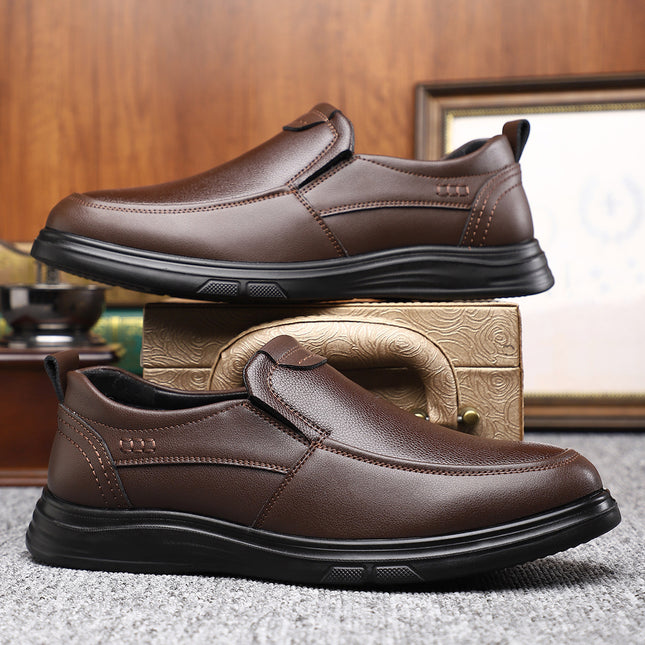 Business Casual Men's Leather Shoes Waterproof Non-slip fleece-lined Thickened Warm Cotton Shoes Fashionable Fashionable Lightweight All-match Leather Shoes