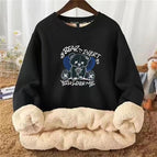 Round neck lambswool sweater-Black-Lazy Bear / M