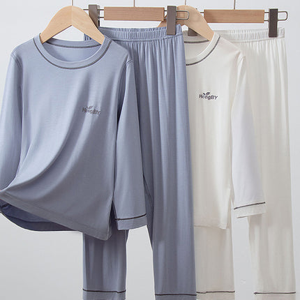 Summer Boys' Short-sleeved Shorts Modal Children's Pajamas Girls' Parent-child Home Clothes suit Children's Air-conditioning Clothes