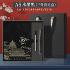 Deer head button black notebook + reFill + Pen + box + bag