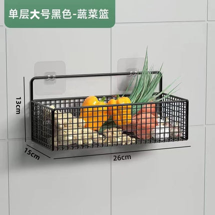 Bathroom bathroom shelf kitchen living room dormitory wall hanging punch-free storage rack storage rack hanging basket nail-free