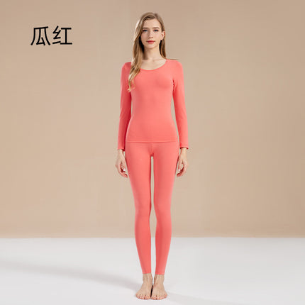 Autumn and Winter Pure Cotton Thermal Underwear Set for Women, Solid Color Base Layer, All-Cotton Sweater, Thin Thermal Underwear for Students and Young Girls