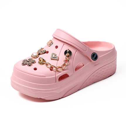 Cute Cartoon Plastic Shoes, Flower Hole Shoes, Women's Summer Outer Wear, Non-Slip Toe-Toe Slippers, Fashionable Casual Sandals