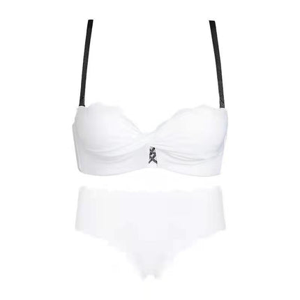 Jasmine Minor Japanese Style Seamless Comfortable Small Chest Gathered Underwear Women's Rimless Small Chest Large One-piece Bra