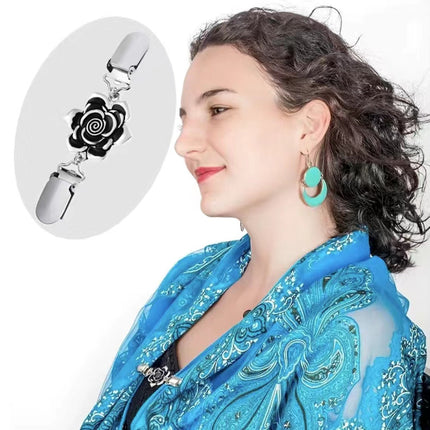 European and American Retro Alloy Sweater Clip Scarf Cardigan Button Shirt Collar Clip Anti-Exposure Beam Tight Clip Brooch Factory Direct Sale