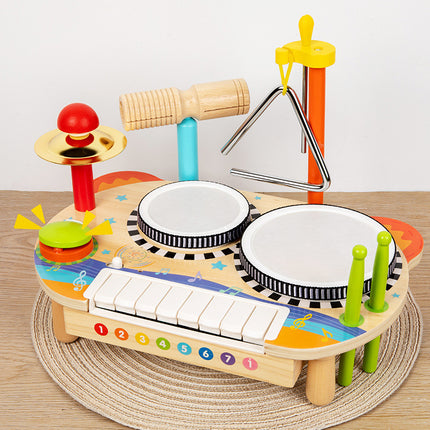 Cross-Border Wooden Orff Children's Educational Music Toys Musical Instruments Percussion Drumming Baby Hand Drum Gift Wholesale