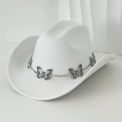 Solid Color Light Board Felt Western Cowboy Hat Outdoor Autum Hat Women's Simple French Hat Men's High-End