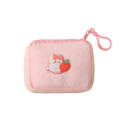 Cute plush coin purse children girl heart student mini wallet key storage bag portable earphone bag wholesale