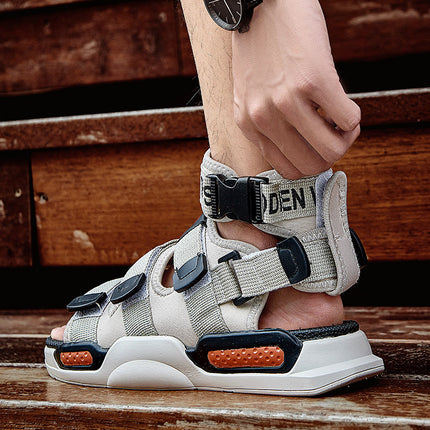 European Trendy Sandals for Summer Outdoor Wear, Youth Beach Shoes, Cross-Border Size 45, Thick-Soled Non-Slip Casual Men's Sandals