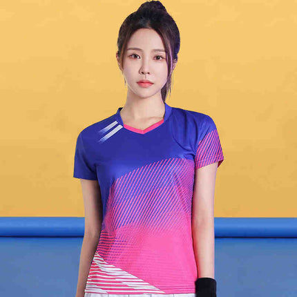 Badminton Clothing Top Men's Short-sleeved Quick-drying Women's Air Volleyball Competition Clothing Training Table Tennis Team Clothing Printing Summer