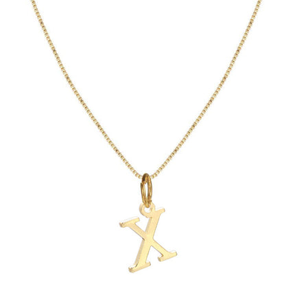 Cross-border Amazon Hot Sale Simple Stainless Steel Letter Pendant Necklace Women Alloy Box Chain 26 Letter Clavicle Chain