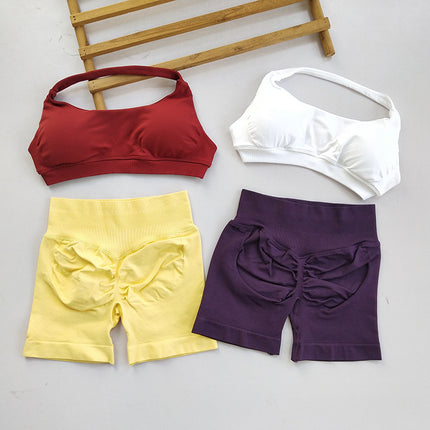 Halter Neck Beautiful Back Df Sports Vest European and American Internet Celebrity Style Butt-Lifting Shorts Training Peach Butt Fitness Bra for Women