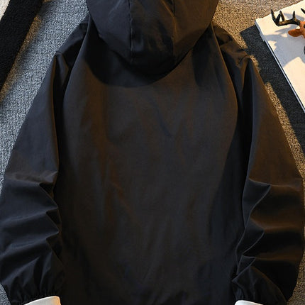 Autumn black hooded jacket men's Korean-style trendy baseball uniform ins versatile outdoor hooded jacket