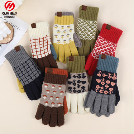 Men's and women's cycling winter warm touch screen windproof cold thickened fleece-lined wool autumn and winter Korean gloves wholesale custom