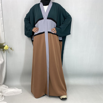 Cross-Border Exclusive for Muslims Spliced Cardigan Robe Middle East Turkey Dubai Fashion Floor-Length Skirt 1459