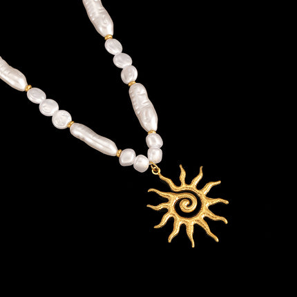 Cross-Border Stainless Steel Necklace Shell Titanium Steel Pendant New Pearl Jewelry Seaside Accessories European and American Non-Fading Jewelry