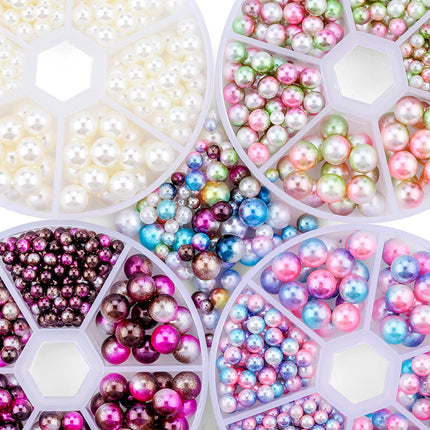 Cross-border hot sale 6-grid Pearl diy jewelry set multi-size non-porous Mermaid Magic Pearl nail art clothing accessories