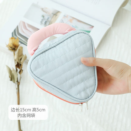 New Color-Blocked Makeup Bag, Large Capacity, High Aesthetic Toiletry Bag, Portable Travel Storage Bag, Versatile Macaron Color
