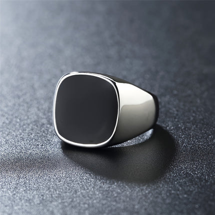 Foreign trade jewelry Europe and the United States personality simple square black oil men's ring ring