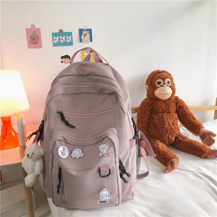 New Korean style ins large capacity junior and senior high school student backpack Japanese style workwear style College student couple backpack