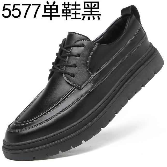 Autumn 2023 New Black Men's Business Casual Leather Shoes Men's Korean Style Youth Board Shoes Lace Breathable Men's Shoes