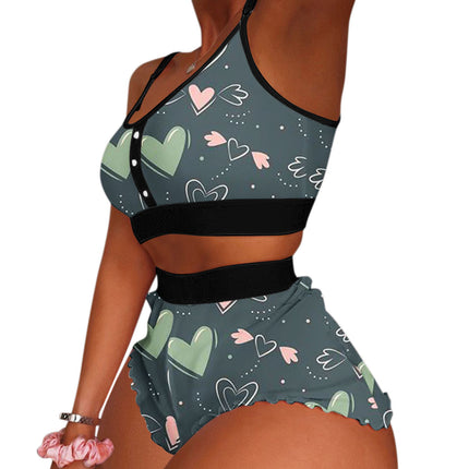 European and American Foreign Trade Cross-Border Sales Strawberry Print Camisole Two-Piece Loungewear Sweet Pajamas Stylish Sweet Style