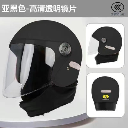 Suitable for Electric Vehicle Helmets, Autumn and Winter All-Season Helmets, Unisex Cold-Proof and Warm Motorcycle Lightweight Helmets