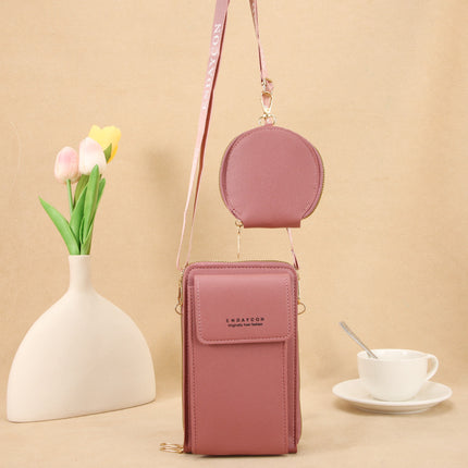 Cross-Border Two-Piece Mobile Phone Bag for Women, Small Diagonal Cross-Body, Versatile, Multi-Functional, Cute, Vertical Shoulder Bag for Mobile Phone