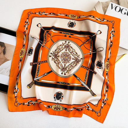 Simulated Silk Printed Silk Scarf for Women, Korean Cashew Leopard Print Headscarf, Four-Season Scarf, Professional Scarf Wholesale
