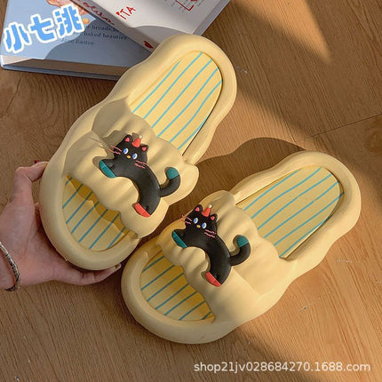 Women's Summer Slippers with Poop Feeling, Cartoon Hot Dog, Internet Celebrity Couple, Soft Bottom, Home Non-Slip Indoor Sandals, Holiday Slippers