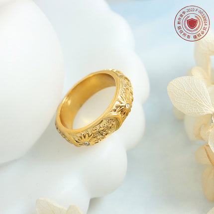 Niche Entry Luxury Zircon Embossed Star Moon Shape Shining Zircon Design Ring Titanium Steel Bracelet Girl's Jewelry