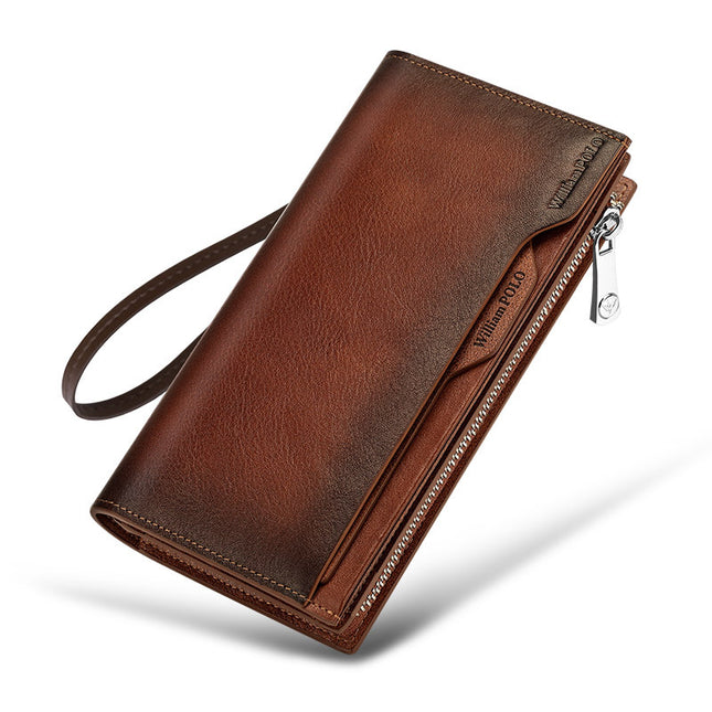 King Paul Wallet Men's Long Men's Wallet Anti-theft Brush Wallet Driver's License Bag Cowhide Large Capacity Wallet