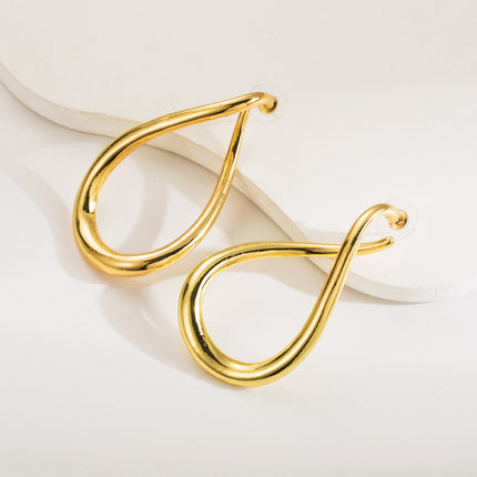 Cross-border New ZA Exaggerated Cold Wind Irregular Silver Pin Earrings Niche Curved Geometry Alloy Ear Jewelry Women