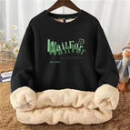 Round neck lambswool sweater-black-green waiting / M