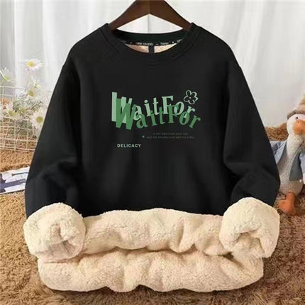 Sweater for women fleece-lined thickened winter 2022new lambswool plus size women's round neck autumn clothing lambswool coat for women