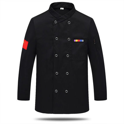 Chef Work Clothes Short-Sleeved Wholesale Men's Kitchen Hotel Catering Foreign Trade Restaurant Printable Embroidered Chef Uniform Long-Sleeved Suit