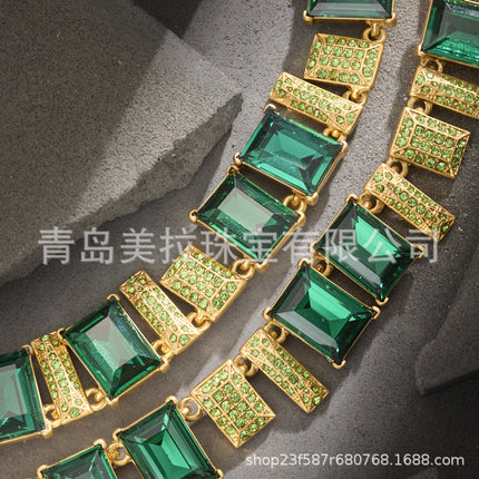 OSCAR Live Cross-border Shiny Glass Crystal Candy Elegant Light Luxury Antique Niche Design Necklace