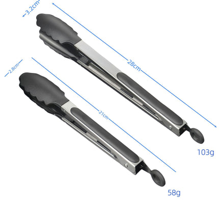 Silicone Clips for Kitchen Non-Stick Pans, Anti-Scalding and High Temperature Resistance, Household Barbecue and Steak Special Set, Stainless Steel Food Clips