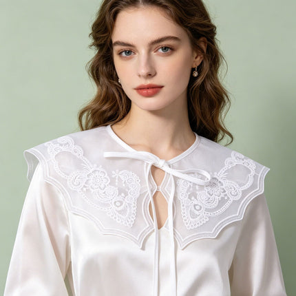 Spring and Summer New Transparent Organza Ruffled Embroidered Collar Small Outer Shawl Lace Decorative Collar