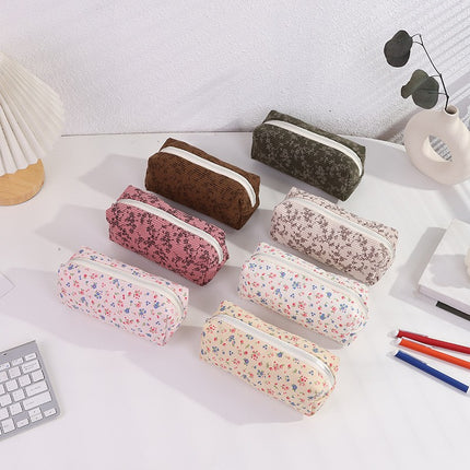 2025 New Small Floral Pencil Bag, Simple and High-Looking Student Stationery Bag, Large Capacity Pencil Bag, Makeup Storage Bag
